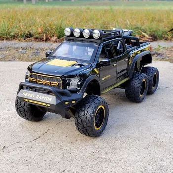 1/28 Liga Ford F150 Raptor Carro Modificado SUV Off-Road do Modelo Fundido & Veículos de Brinquedo de Metal Simulação Carro Brinquedos de Presente