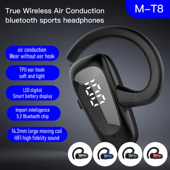 M-T8 Condução de Ar Bluetooth Fone de Ouvido sem Fio para montagem de Fones de ouvido LED Display Digital Inteligente de Redução de Ruído de Música de Fone de ouvido