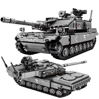 Militares, Tanques de combate Leopard-2A7+MainBattle Tanque do Modelo de Construção de Blocos de WW2 Soldados Figura Tijolos de Brinquedos Para Meninos Presentes