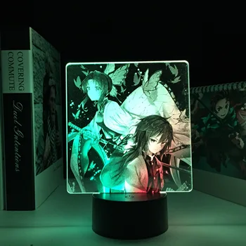 Anime Demon Slayer Kochou Shinobu Tomioka Giyuu Lâmpada LED de duas Cores para Presente de Aniversário de Decoração de Quarto de Mangá em Dois Tons da Mesa do DIODO emissor de Luz