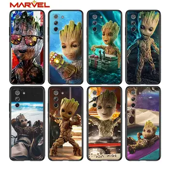 Groot Vingadores da Marvel para Samsung Galaxy S21 Ultra Plus Nota 20 10 9 8 S10 S9 S8 S7 S6 Edge Plus Preto caixa do Telefone