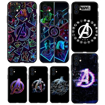 Marvel Avengers Um Logotipo Para o iPhone da Apple 13 12 11 mini 8 7 6 6 XR XS X 5 de 5 anos SE 2020 Pro Max Plus Preto Macio, a caixa do Telefone