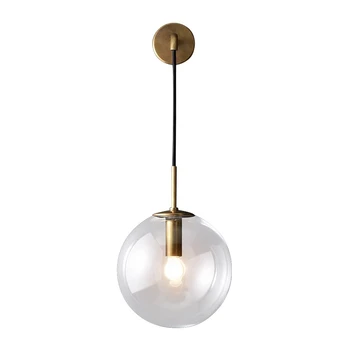 Nordic pós-moderno bola de vidro lâmpada de parede retro simples personalidade lâmpada de cabeceira sala de estar, corredor, escadas parede do quarto de luz