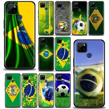 Funda Para Oppo A52 A53 A72 A94 Reno 5 5G 3 4 6 Caso Para Realme C21Y C25 C12 C11 Casos Cobrir o Brasil com a Bandeira Brasileira de Futebol