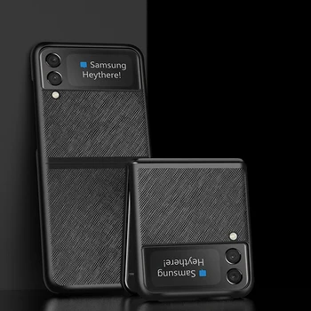Luxo de Lazer Clássicos Cruz Padrão capa de Couro PU de Telefone Case Para Samsung Galaxy Z Flip 3 5G Lichee Padrão para Z Tampa