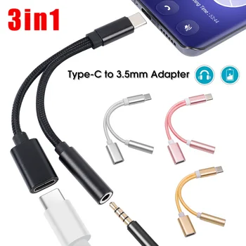 USB masculino-Tipo C Para o Feminino de Áudio de 3,5 mm Conversor de Fone de ouvido Fone de ouvido Carregador Adaptador para Xiaomi Huawei Oneplus Conector