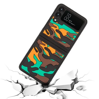 Camuflagem Hard Back Case para Samsung Galaxy Z Flip 4 5G Fundas à prova de Choque da caixa do Telefone Móvel de Luxo Escudo Protetor para Z Flip4