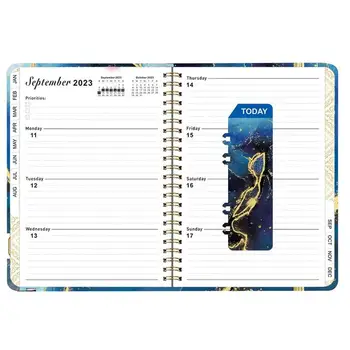 Planejador semanal Agenda Notebook Com PVC Marcador de Lista De tarefas do Planejador Com Duplo Fio de Encadernação em Espiral Floral capa Dura Semanal
