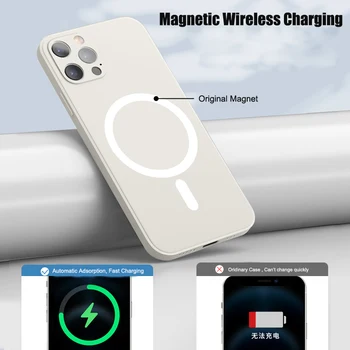 2022 Novo Silicone Líquido Magnético Caso de Telefone para o iPhone 12 13 Pro 11 Max 11 X Xr Xs 7 8 Plus Mini SE Magsafing de Capa Mole