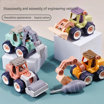 DIY Simulação Corpo Destacável Escavadeira de Montagem Parafuso de Engenharia de Pequeno porte-Veículo Criativo para Crianças Montar o Modelo de Brinquedos Presentes