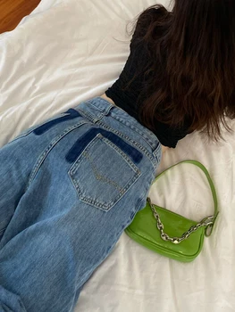 Vintage Cintura Alta Largura de Perna de Jeans, Calças Para as Mulheres 2022 Novo Chique coreano Streetwear Y2k Mulheres Baggy Jeans Folgadas Calças Jean