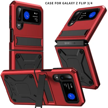 À prova de choque Armadura de Metal Case para Samsung Galaxy Z Flip 4 5G Magnético Kickstand Capa para Samsung Z Flip3 Flip4 Caso do Suporte do Suporte