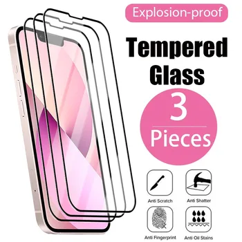 3PCS Completo Tampa de Vidro Temperado para iPhone 11 12 Pro Max X XR XS SE de 2020 Protetor de Tela para o iPhone 13 12 Mini 7 8 Plus Vidro