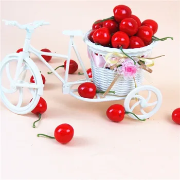 20Pcs/lote de 2,5 cm Mini Falsa de Plástico Frutas Pequenas Bagas de Flores Artificiais Vermelho Cereja Para Crianças Engraçado Cozinha Brinquedos