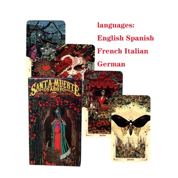Santa Muerte, Cartas de Tarô, Baralho inglês espanhol francês italiano alemão Ferramentas de Adivinhação Cartão Book PDF Guia Versão