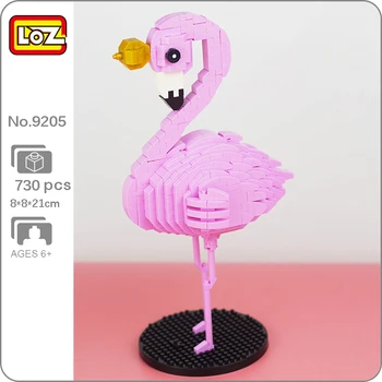 LOZ 9205 Mundo Animal Flamingo Swan Coroa Pássaro de Estimação Boneca Modelo 3D DIY Mini Blocos de Diamante Tijolos de Construção de Brinquedo para as Crianças sem Caixa