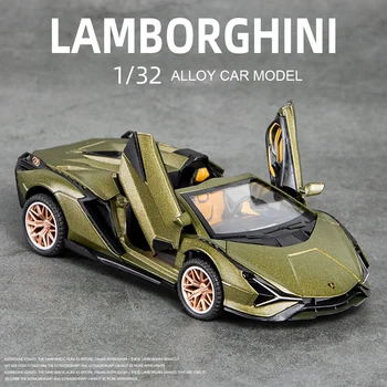 1:32 LAMBORGHINI-SIAN Liga de Desportos de Modelo de Carro Diecast de Metal Veículos de Simulação de Som e Luz Coleção Infantil Brinquedo de Presente
