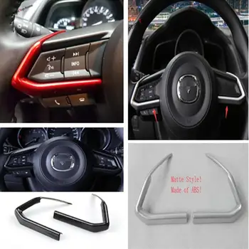 Yimaautotrims Auto Volante Decoração da Capa da fita de Trim 2 Pcs Ajuste Para o Mazda CX-3 CX3 DE 2015 2021 / ABS Interior do Molde